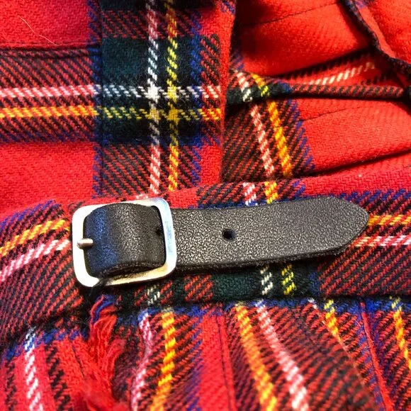 Vintage 100% Wool Skirt Kilt Tartan Plaid Pleated Irish Red Winter Fall Swiftie - Picture 4 of 11